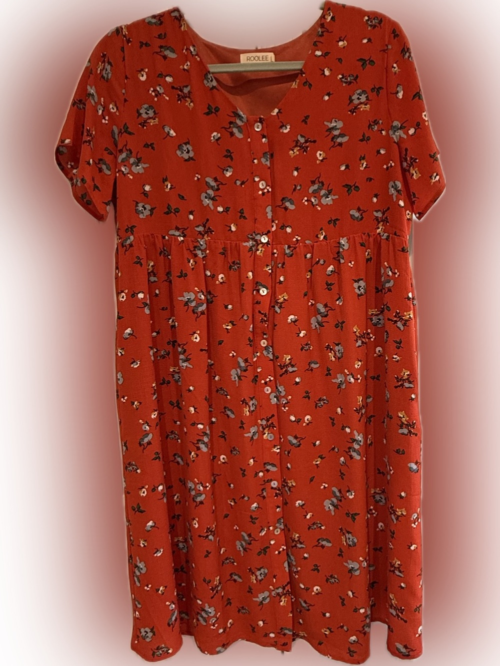 Roolee Rust Floral Button-Front Dress size large